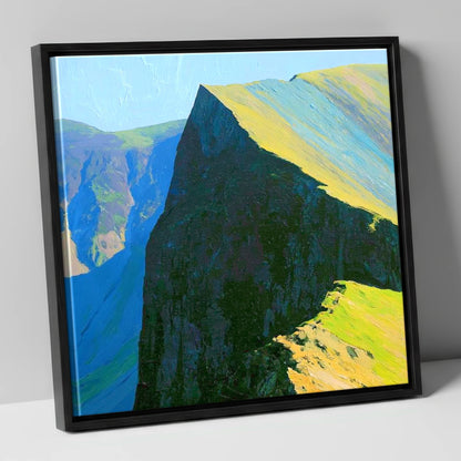 Sunlit Ridge at Hopegill Head lake district fell canvas wall art in black frame