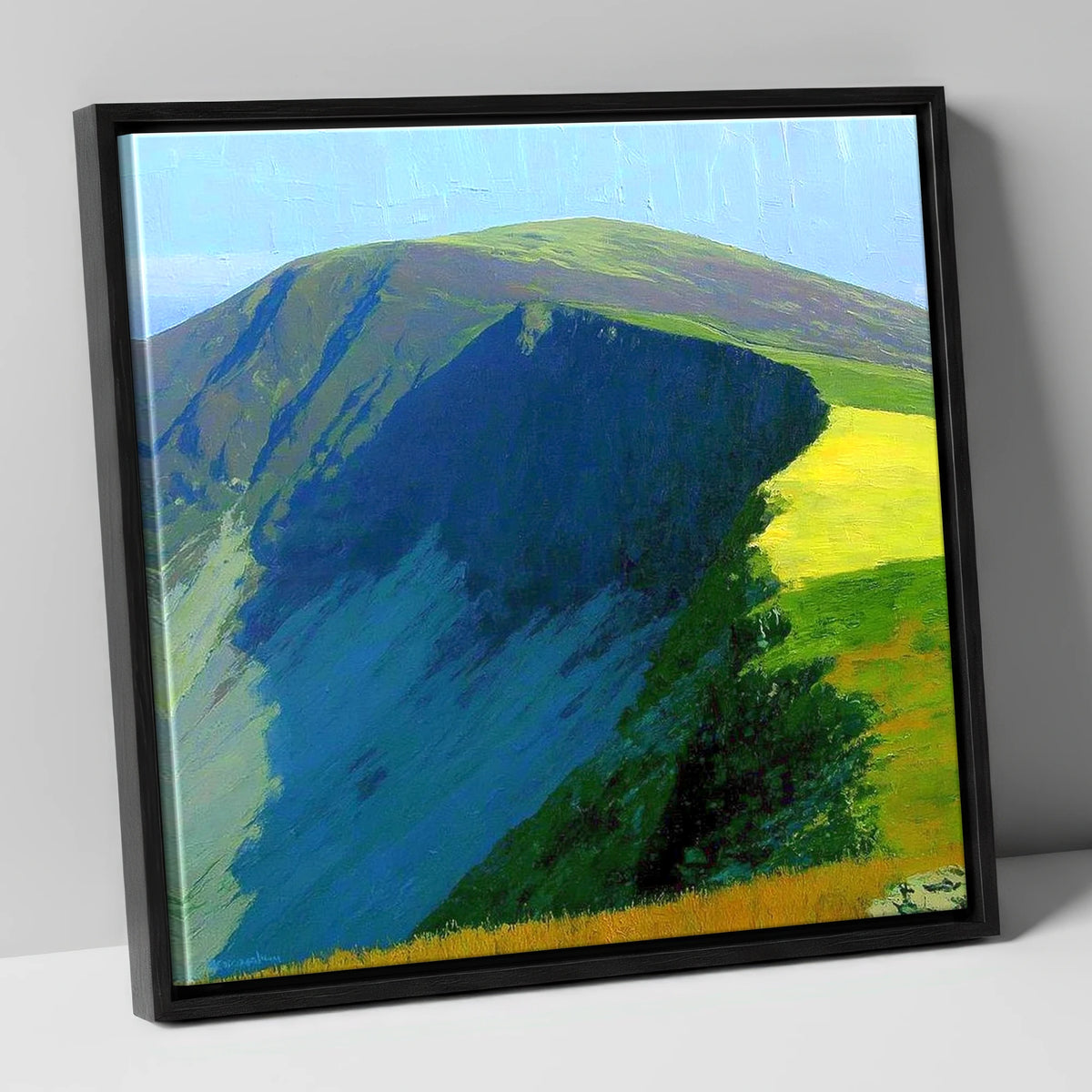 Vibrant Shadows on Bakestall Fell lake district fell canvas wall art in black frame