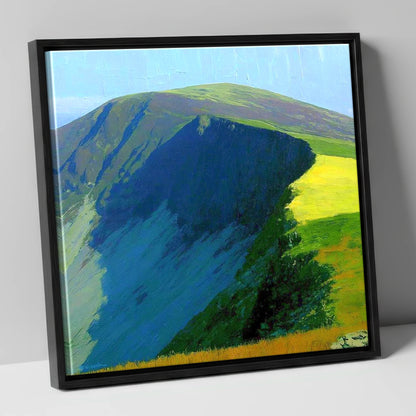 Vibrant Shadows on Bakestall Fell lake district fell canvas wall art in black frame