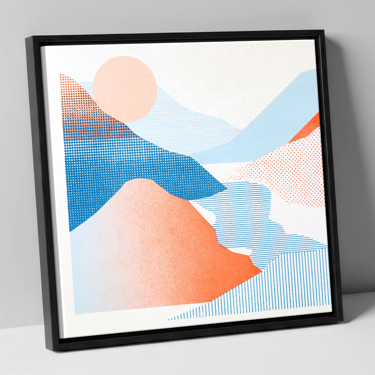 Graphic Eskdale Valley in Coral lake district valley canvas wall art in black frame