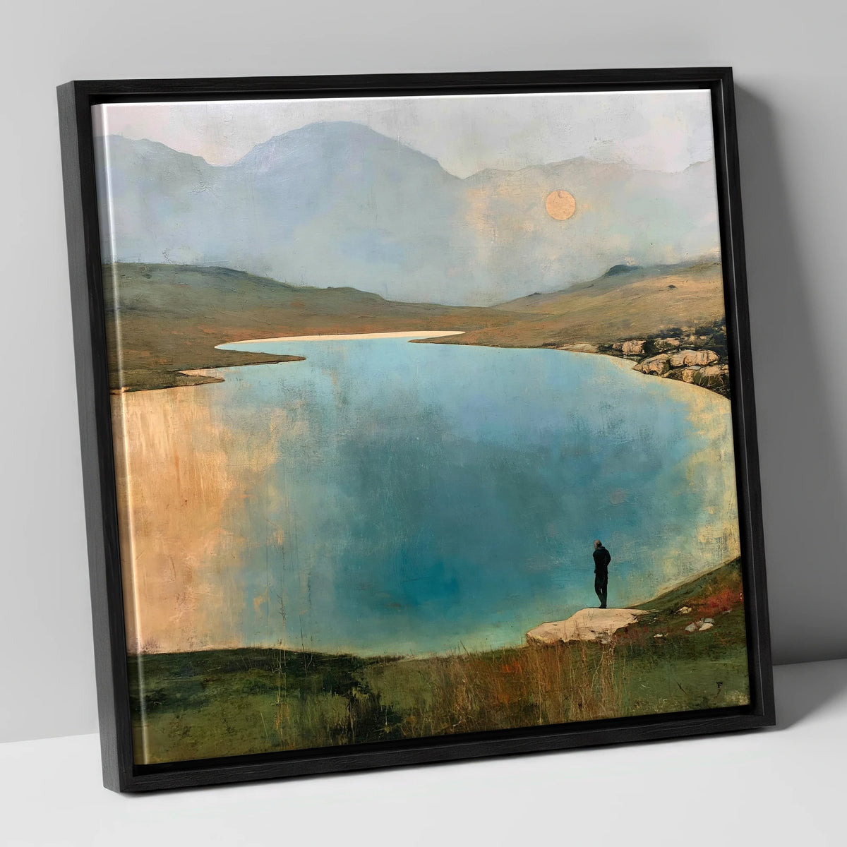 Golden Sun Over Innominate Tarn lake district fell canvas wall art in black frame