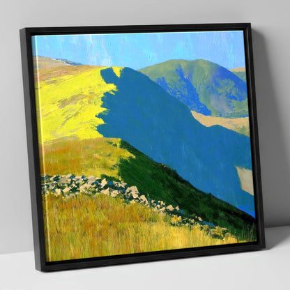 Vibrant Sunlight on Yoke Ridge lake district fell canvas wall art in black frame