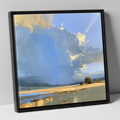 Luminous Storm Clouds Over Fells lake district sky canvas wall art in black frame