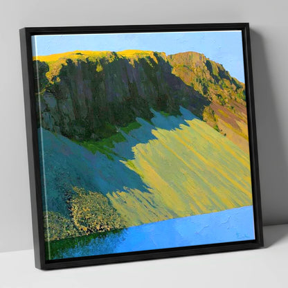 Sunlit Screes of Illgill Head lake district fell canvas wall art in black frame