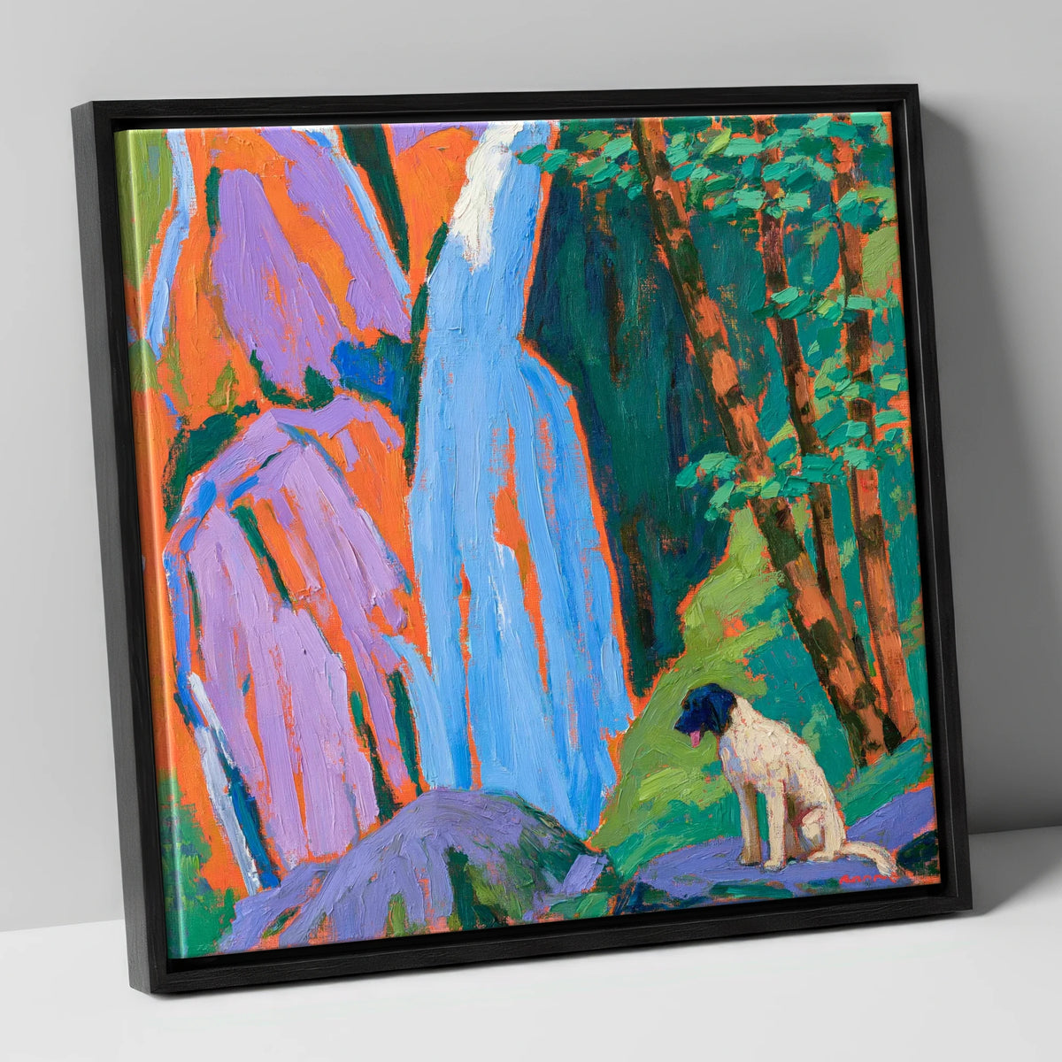 Vibrant Aira Force With Dog aira force wall art canvas wall art in black frame
