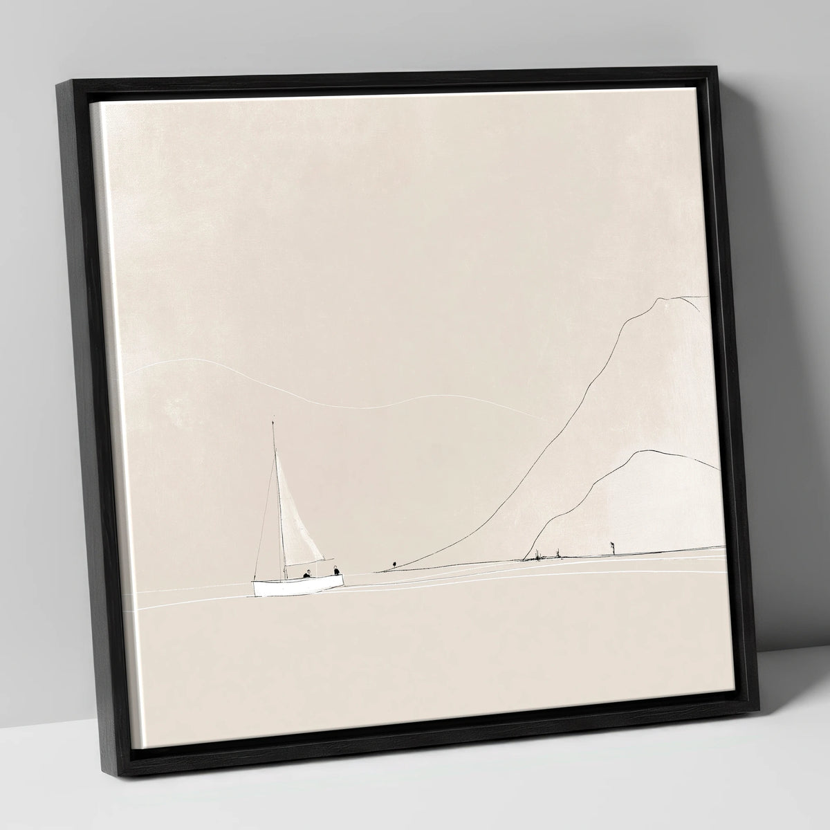 Breezy Sailing Beneath the Fells lake district walking canvas wall art in black frame