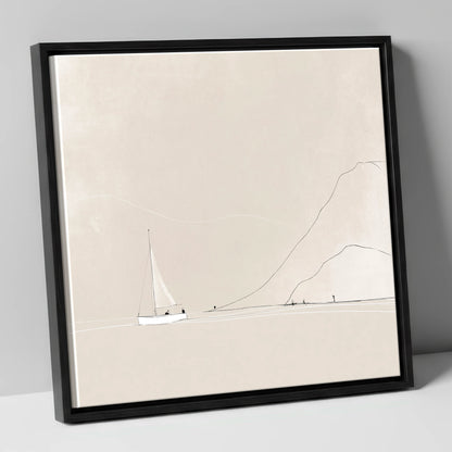 Breezy Sailing Beneath the Fells lake district walking canvas wall art in black frame