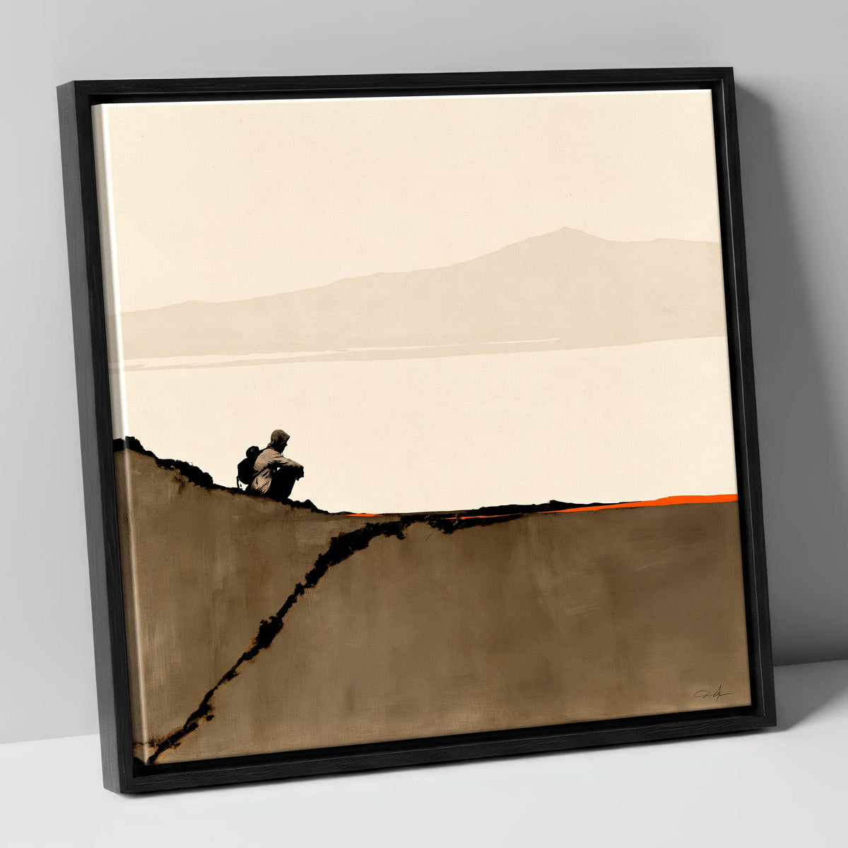 Walker on Blencathra Edge lake district fell canvas wall art in black frame