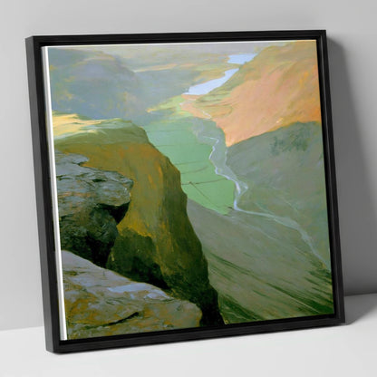 Great Gable High Valley View lake district fell canvas wall art in black frame