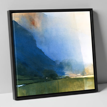 Valley Fells In Indigo Shadow lake district valley canvas wall art in black frame