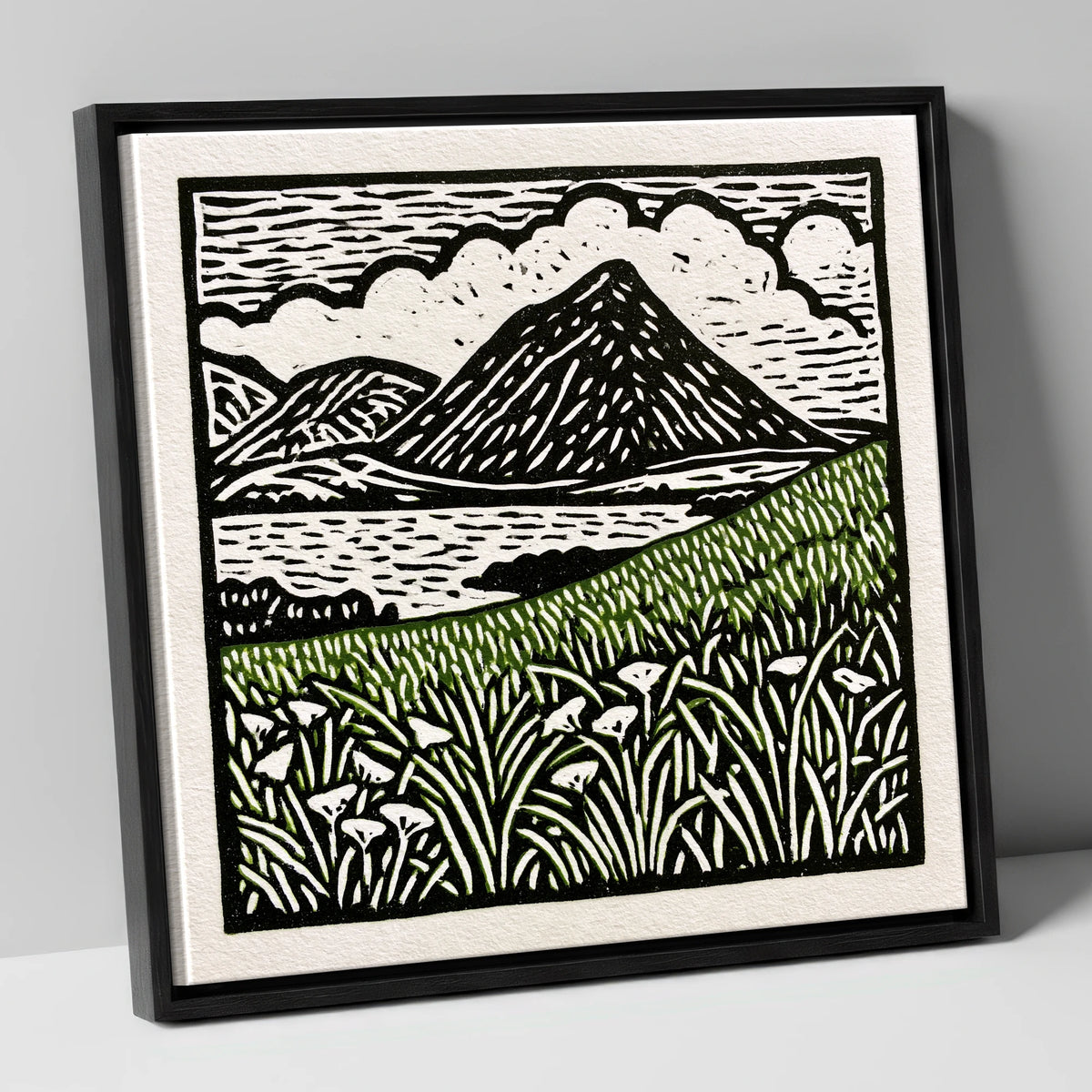 Bold Catbells and Wild Grasses lake district fell canvas wall art in black frame