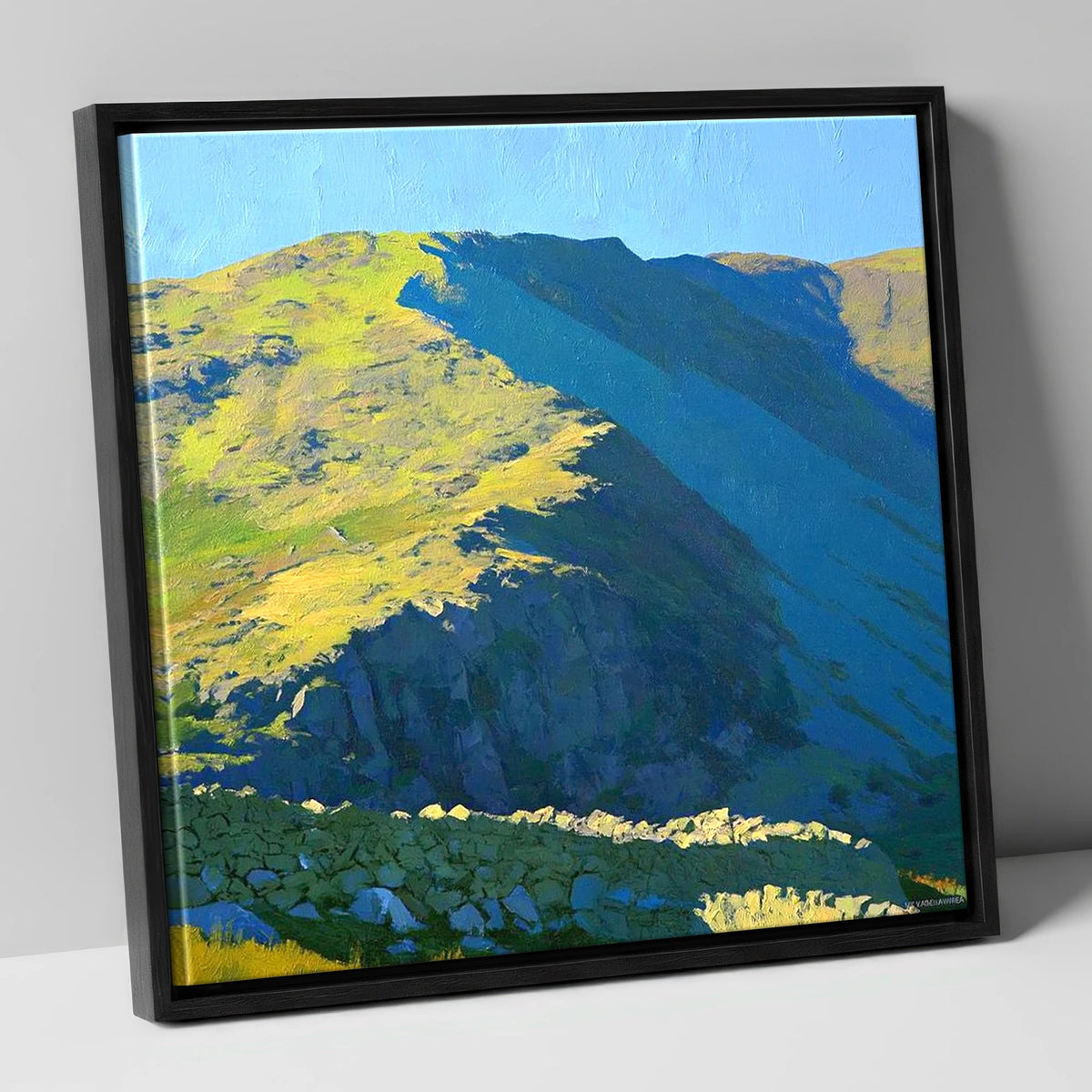 Mardale Ill Bell Sunlit Ridge lake district fell canvas wall art in black frame
