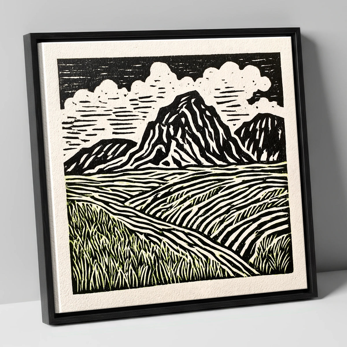 Scafell Pike Graphic Landscape lake district fell canvas wall art in black frame