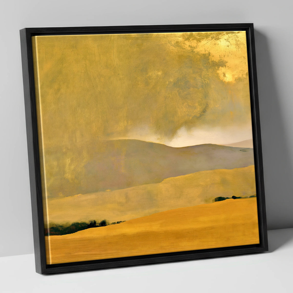 Golden Storm Over Lakeland Fells lake district sky canvas wall art in black frame