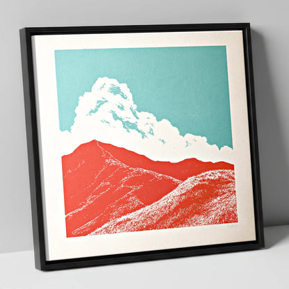 Vibrant Red Fells Under Cloud lake district fell canvas wall art in black frame