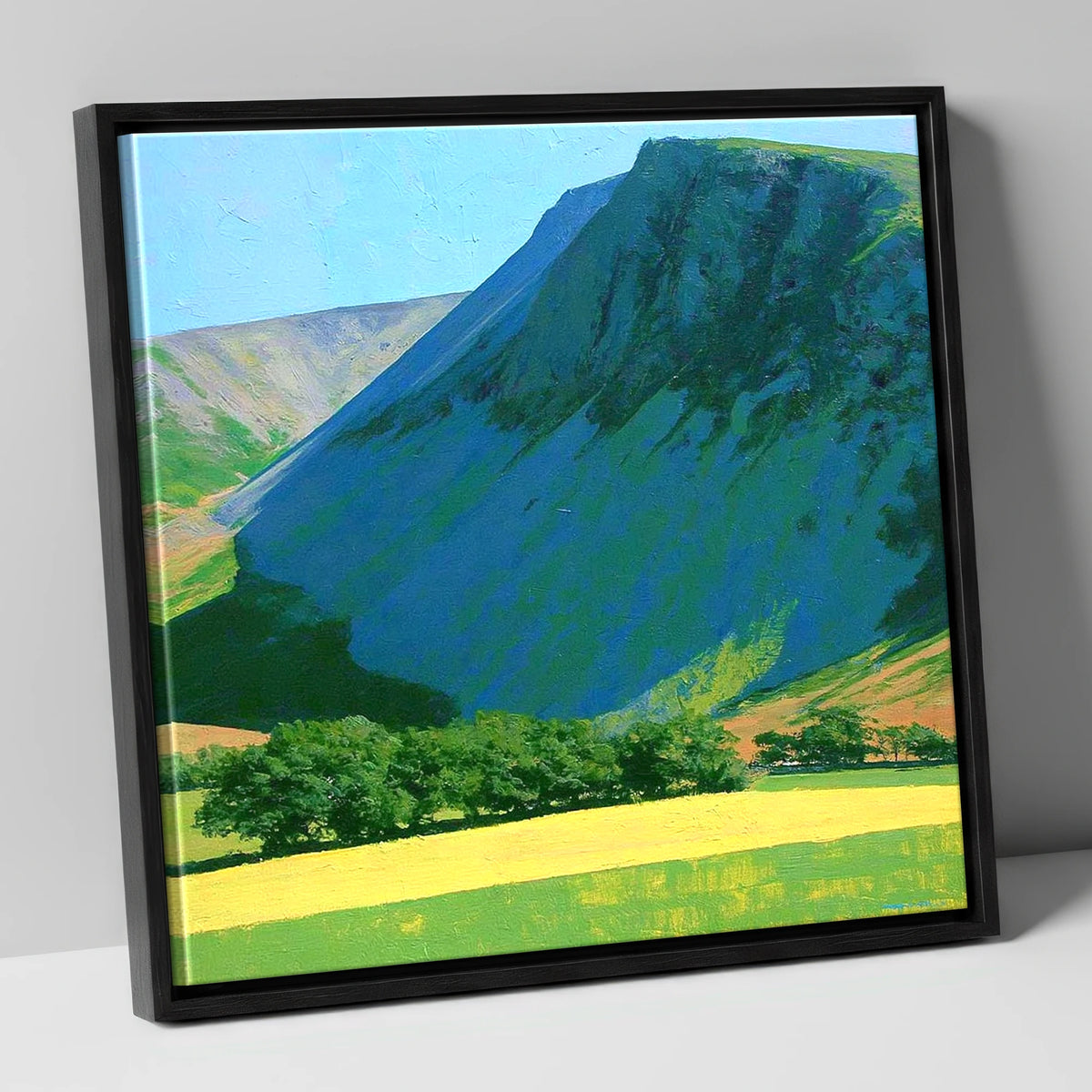Vibrant Fields Below Great Borne lake district fell canvas wall art in black frame