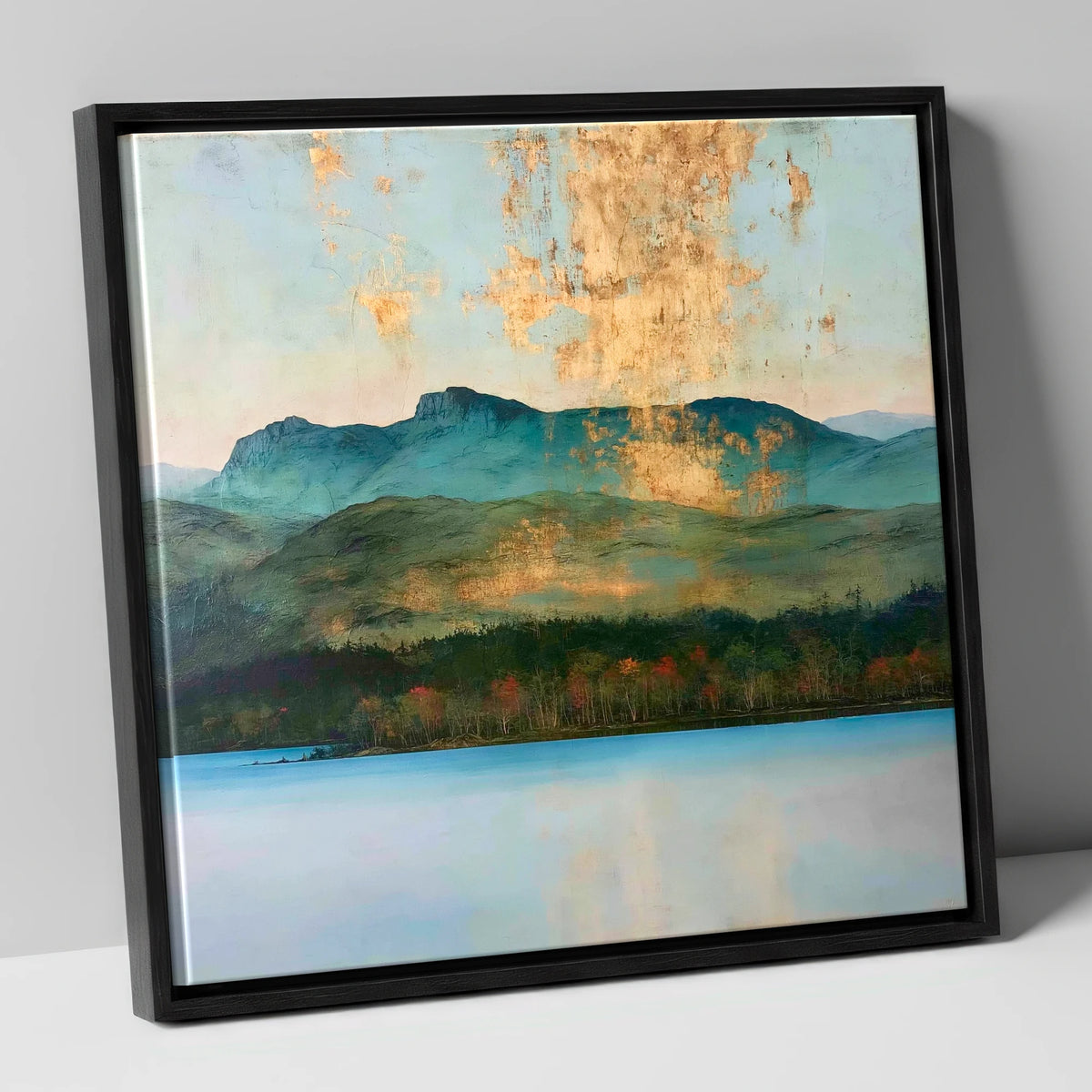 Gilded Sky Over Windermere lake district lake canvas wall art in black frame