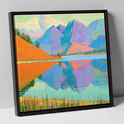 Vivid Loweswater Lake Reflection lake district lake canvas wall art in black frame