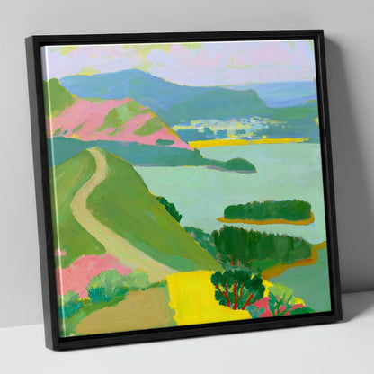 Colourful Cat Bells Above Derwentwater lake district fell canvas wall art in black frame