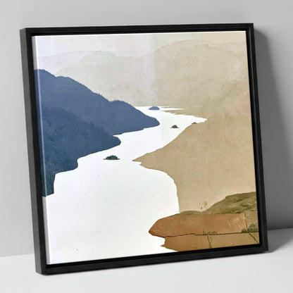 Winding Ullswater and Wooded Islands lake district lake canvas wall art in black frame