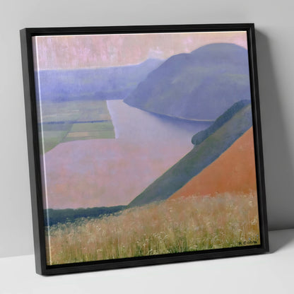 Lavender Dusk Over Bassenthwaite Lake lake district lake canvas wall art in black frame