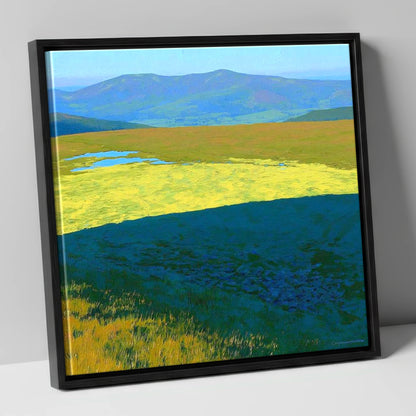 Sunlit Plateau on Mungrisdale Common lake district fell canvas wall art in black frame