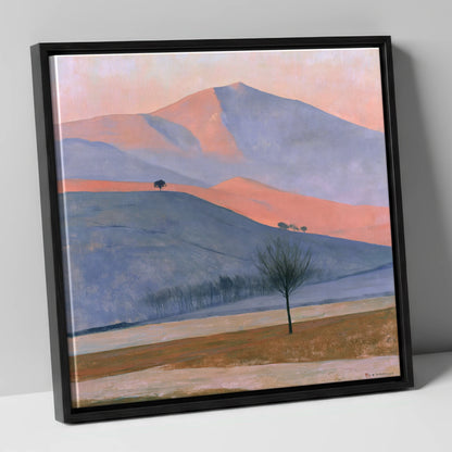 Golden Evening Light on Fells lake district sky canvas wall art in black frame
