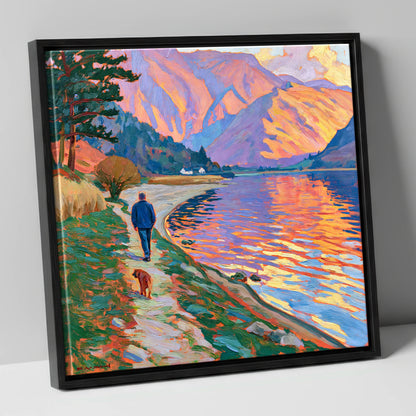 Vivid Glenridding Dog Walk gifts for dog walkers canvas wall art in black frame
