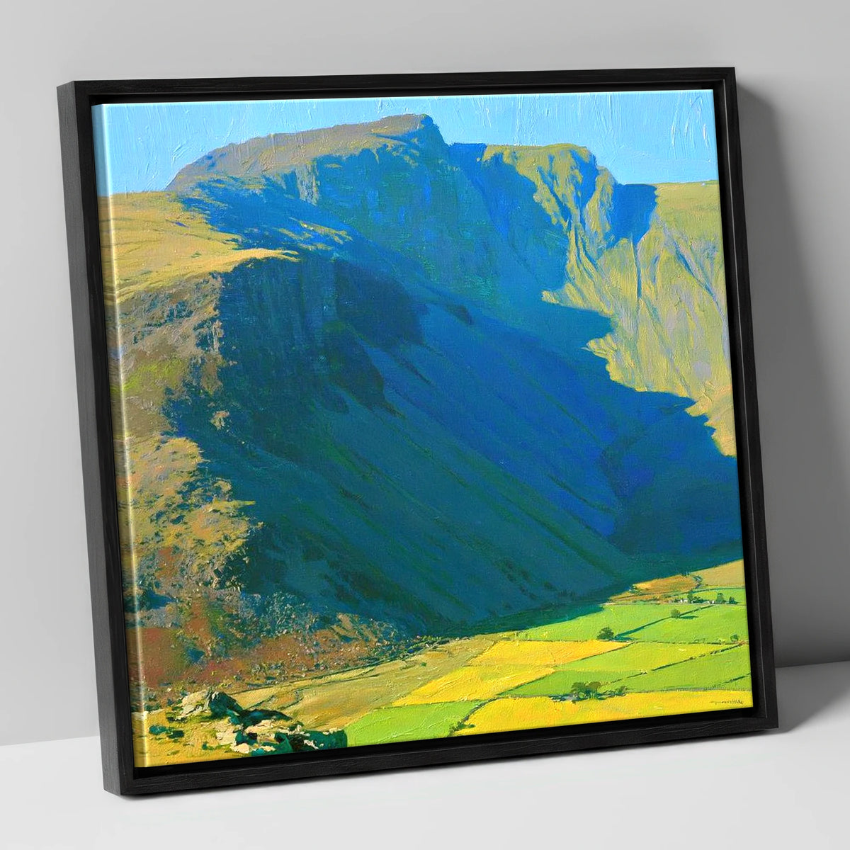 Scafell Pike Above Vibrant Fields lake district fell canvas wall art in black frame