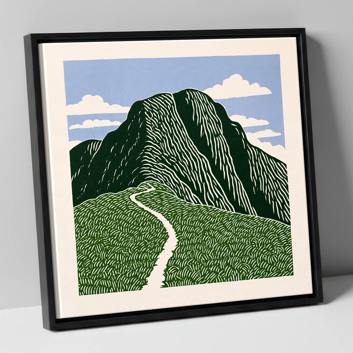 Graphic Scafell Pike Mountain Path lake district fell canvas wall art in black frame