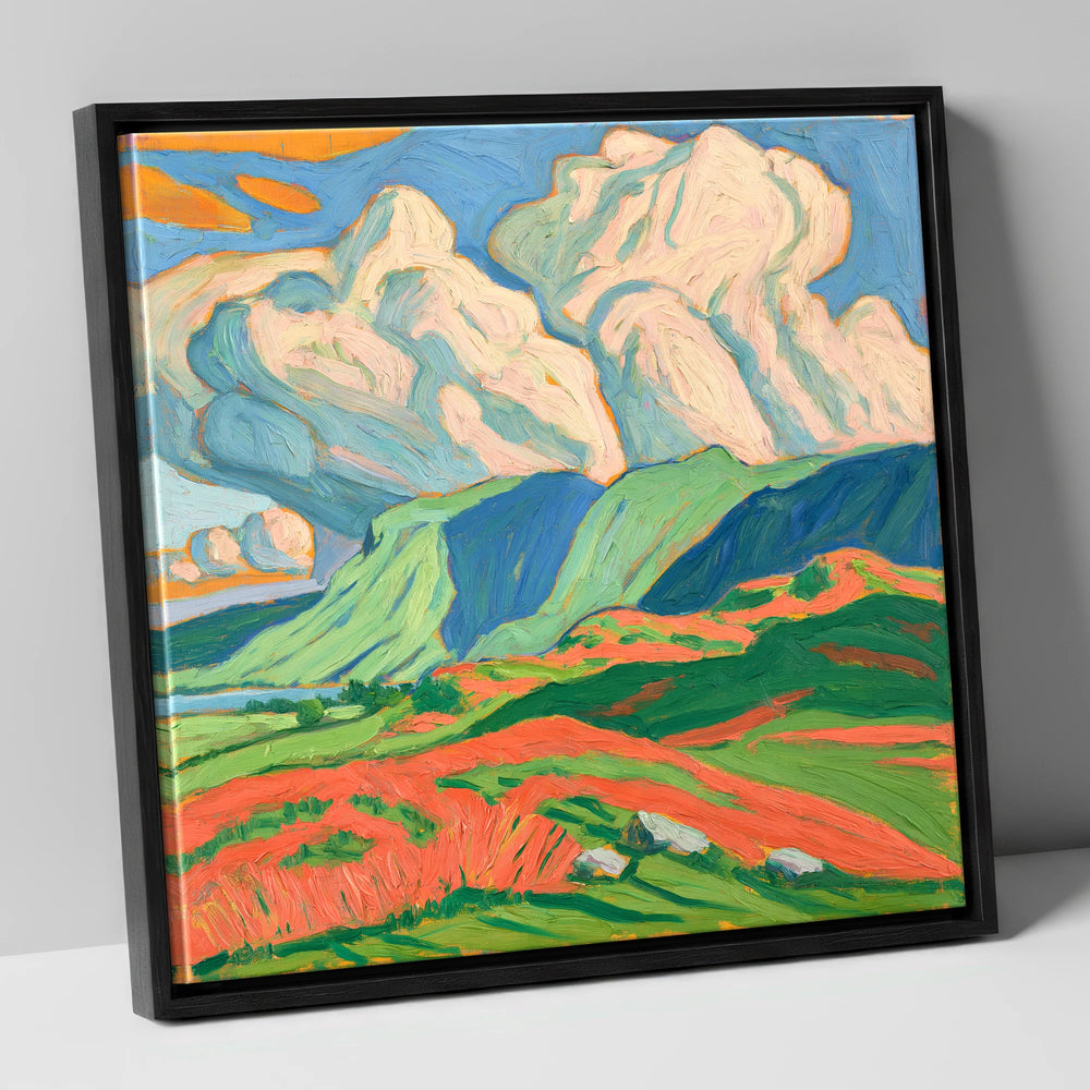 Vibrant Storm Clouds Over the Fells lake district sky canvas wall art in black frame