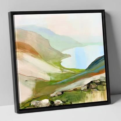 Azure Lake from the Summit lake district fell canvas wall art in black frame
