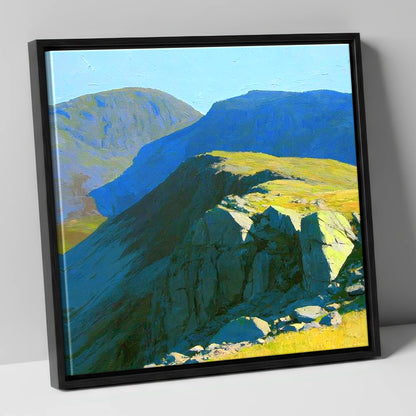 Sunlit Ridge on Crinkle Crags lake district fell canvas wall art in black frame