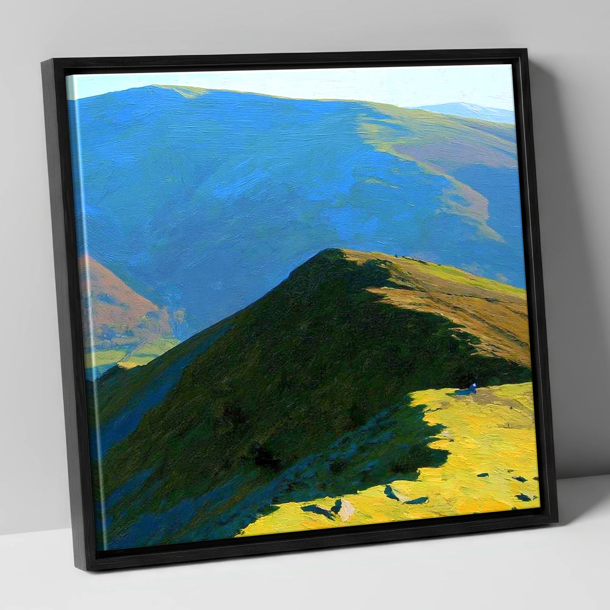 Hartsop Above How Sunlit Ridge lake district fell canvas wall art in black frame