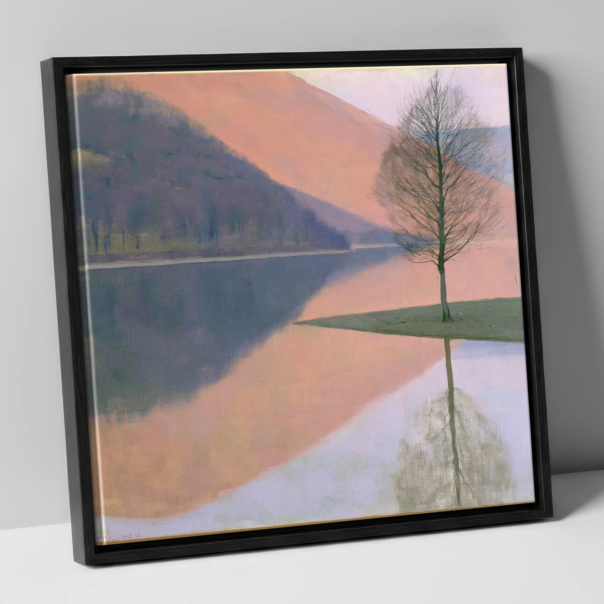 Bassenthwaite Lake Pastel Reflection lake district lake canvas wall art in black frame