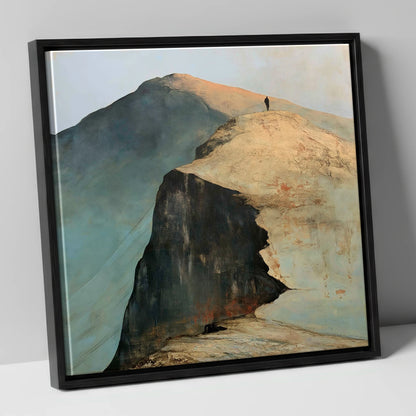 Walker on Striding Edge Helvellyn lake district walking canvas wall art in black frame