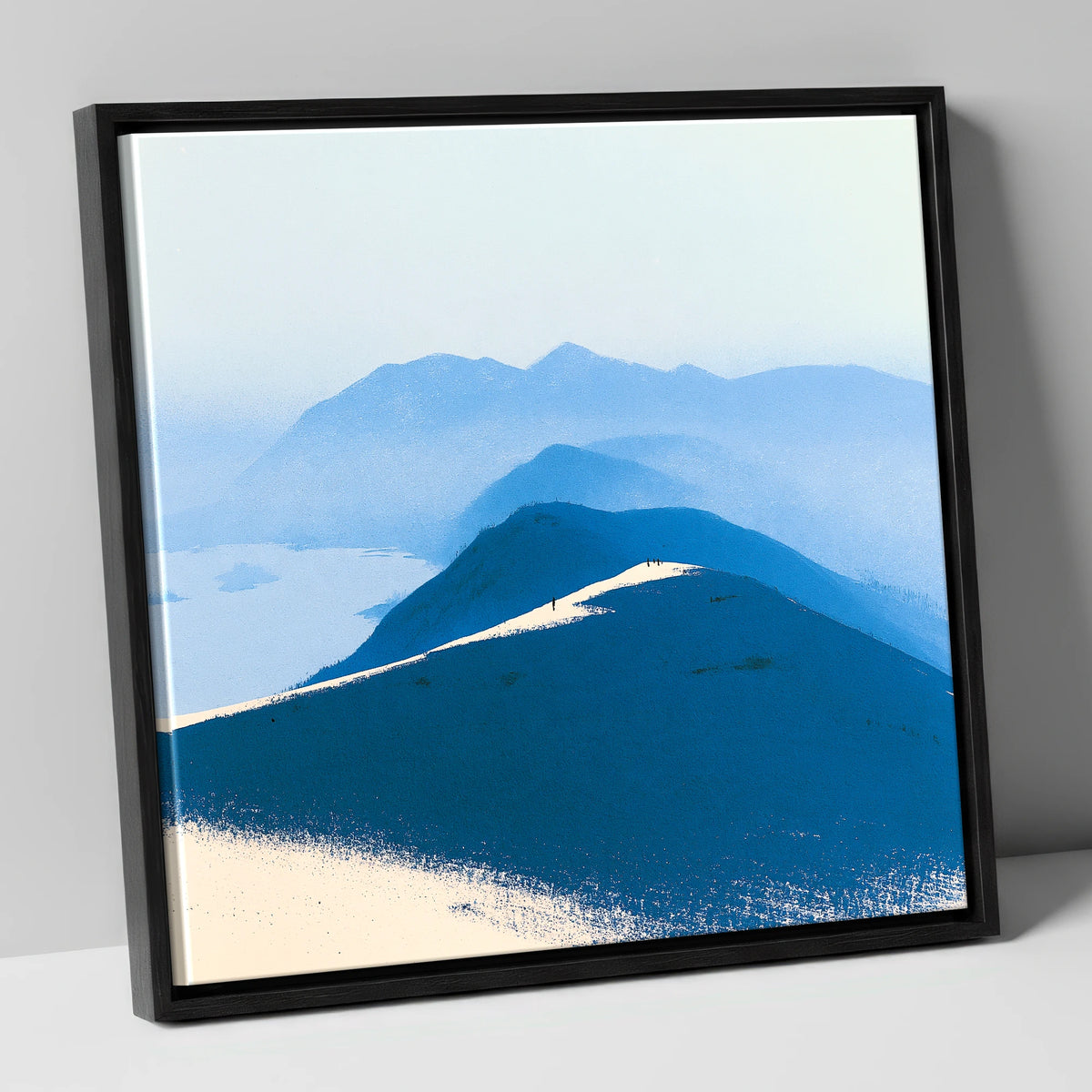 Fell Summit in Deep Blue lake district fell canvas wall art in black frame