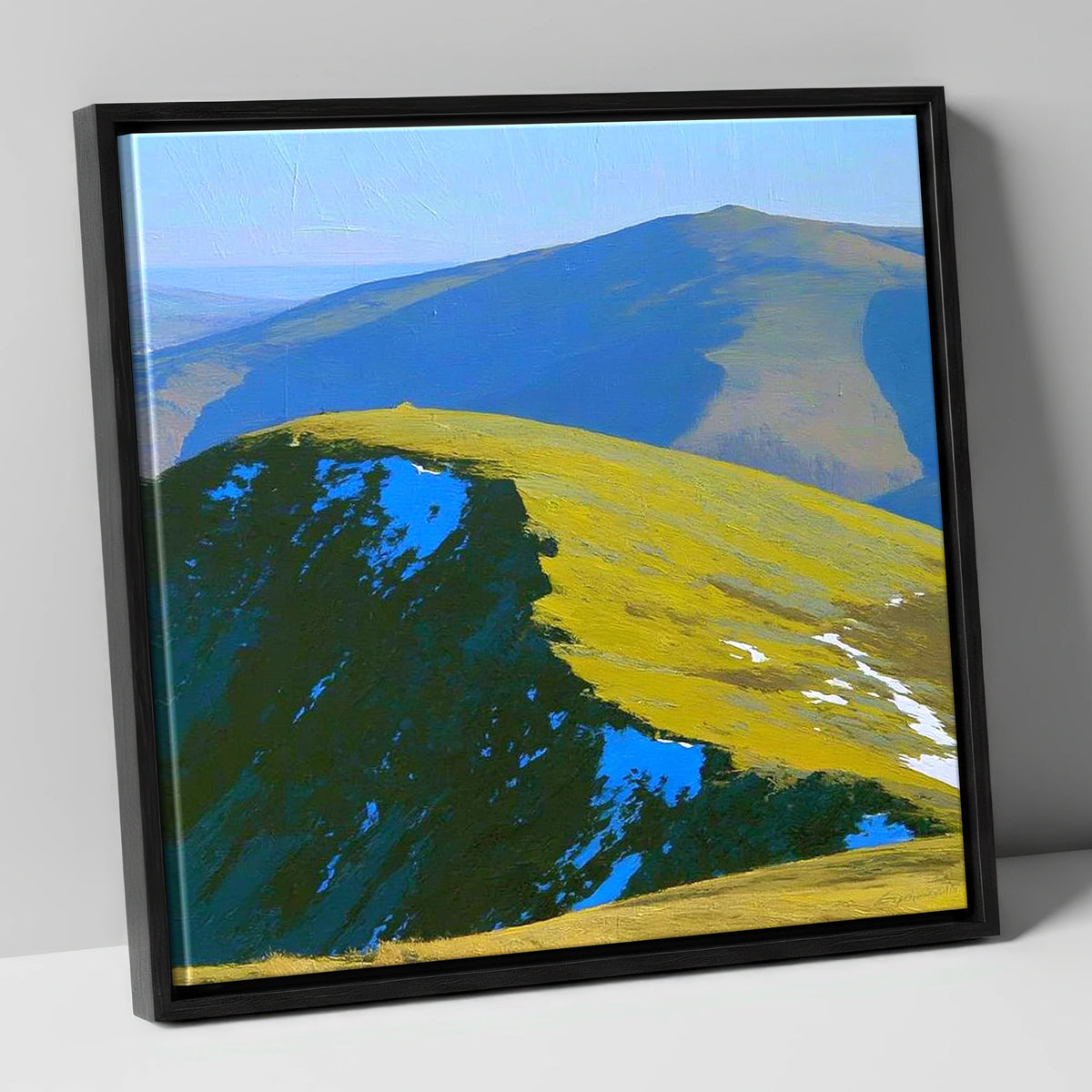 Sunlight and Shadow on Hart Side lake district fell canvas wall art in black frame