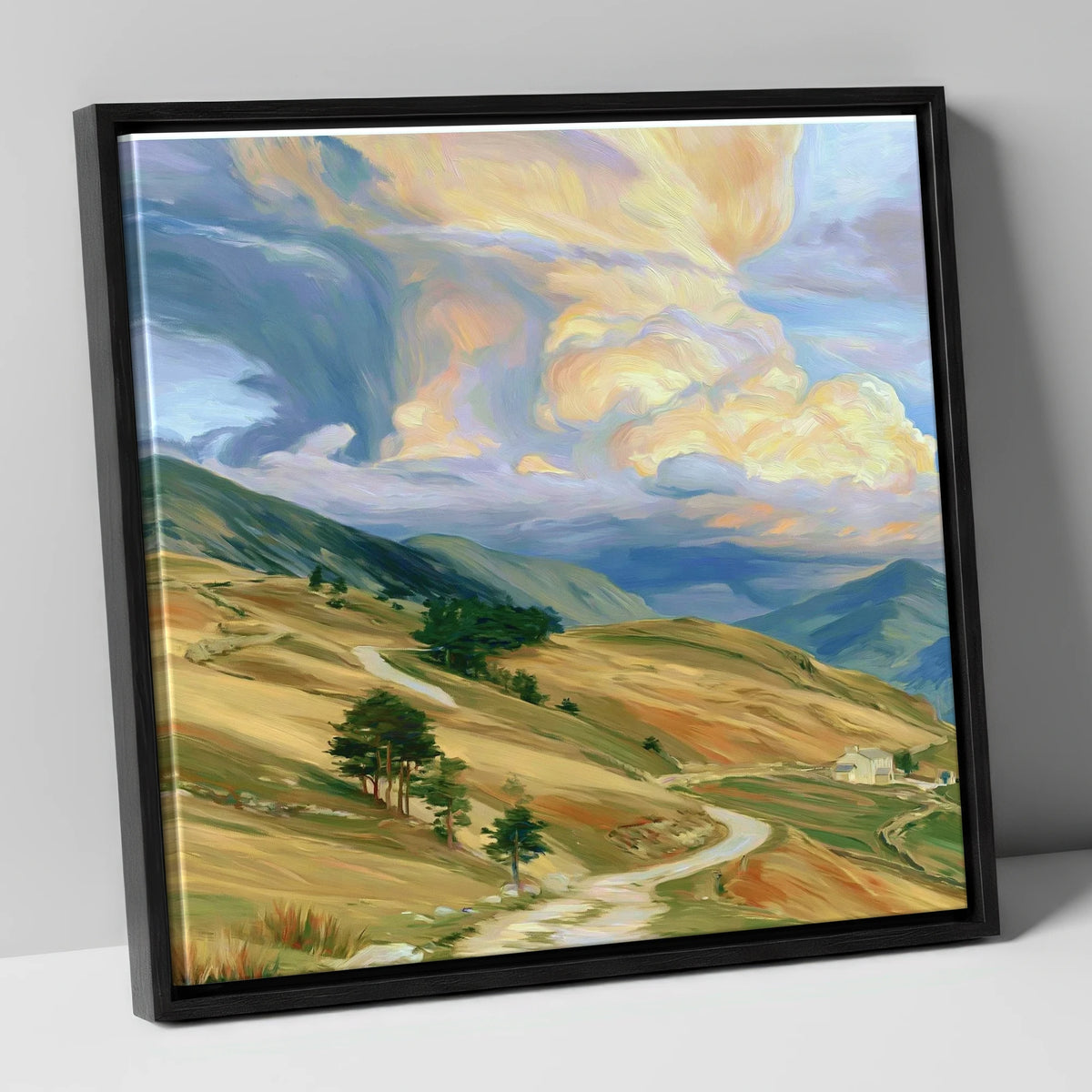 Storm Clouds Over Golden Fells lake district sky canvas wall art in black frame