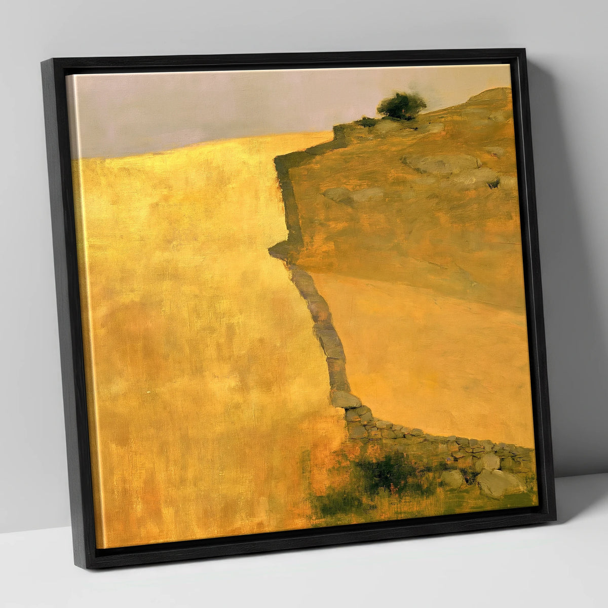 Golden Valley Drystone Wall lake district valley canvas wall art in black frame
