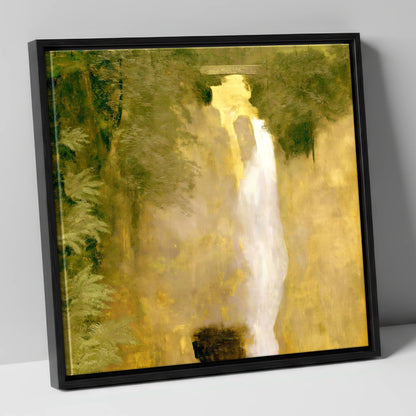 Golden Light at Aira Force lake district waterfall canvas wall art in black frame