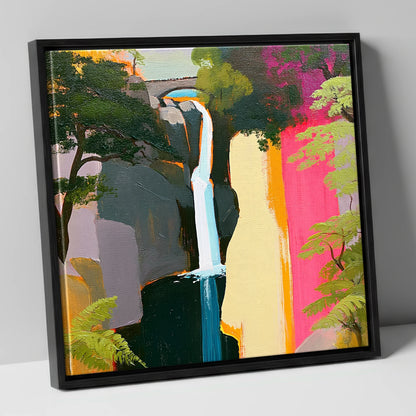 Contemporary Aira Force Waterfall lake district waterfall canvas wall art in black frame