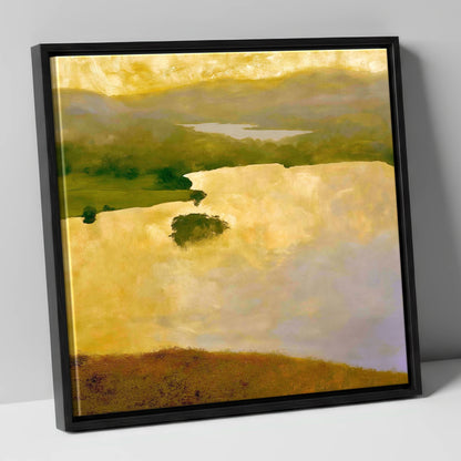 Grasmere Lake in Golden Light lake district lake canvas wall art in black frame