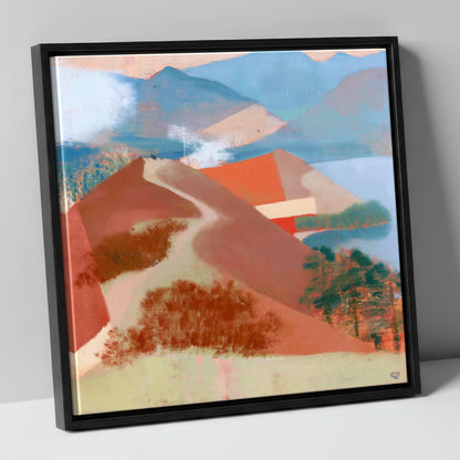 Terracotta Cat Bells Above Derwentwater lake district fell canvas wall art in black frame
