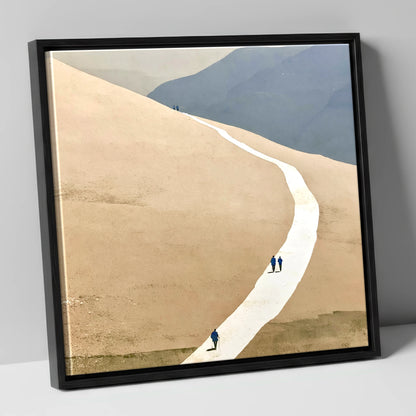 Winding Path across the Ochre Fells lake district walking canvas wall art in black frame