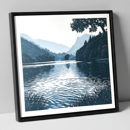 Lake Ripples at First Light lake district lake canvas wall art in black frame