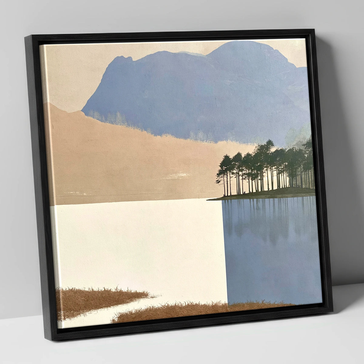 Tarn Hows Pines and Slate Fells lake district lake canvas wall art in black frame