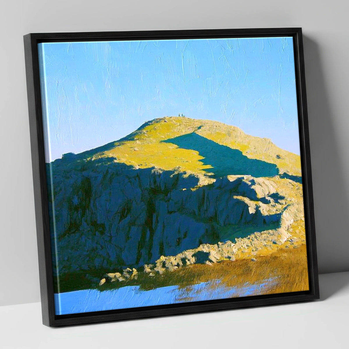 Sunlit Crags on Sergeant Man lake district fell canvas wall art in black frame