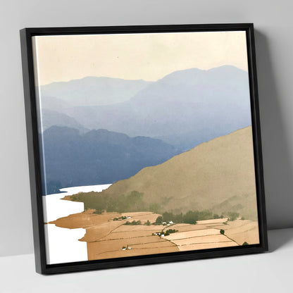 Blue Fells Above Patterdale Valley lake district village canvas wall art in black frame