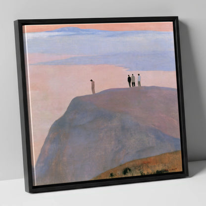 Fell Top Walkers at Dusk lake district fell canvas wall art in black frame